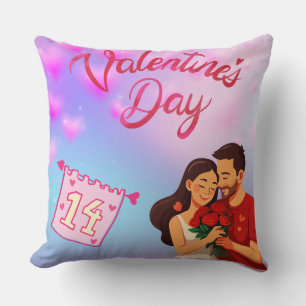 Cojín Decorativo Día de San Valentín 14 febrero Pareja Romántica