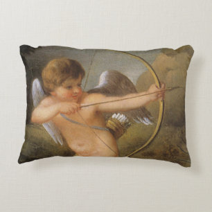 Cojín Decorativo Día de San Valentín Antiguo, Cupido con Arco y Fle