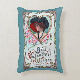 Cojín Decorativo Día de San Valentín antiguo, mujer elegante en un 
