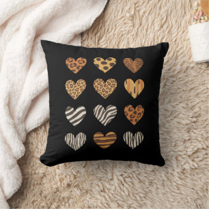 Cojín Decorativo Día de San Valentín Corazón Leopardo Lindo 