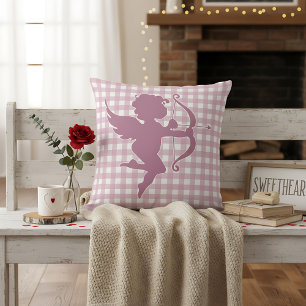 Cojín Decorativo Día de San Valentín Cupido Cuadros Rosa y Blanco G