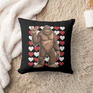 Cojín Decorativo Día de San Valentín de Bigfoot Corazones Divertido