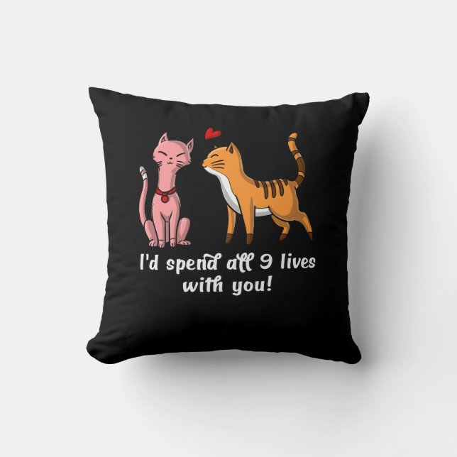 Cojín Decorativo Día de San Valentín de gatos graciosos (Anverso)
