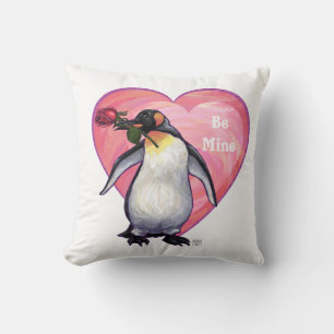 Cojín Decorativo Día de San Valentín de pingüinos