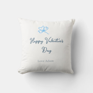 Cojín Decorativo Día de San Valentín feliz azul amor nombre flor rú