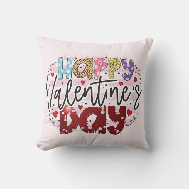 Cojín Decorativo Día de San Valentín feliz y moderno (Anverso)