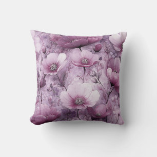 Cojín Decorativo Día de San Valentín Floral Romántico Violeta Púrpu