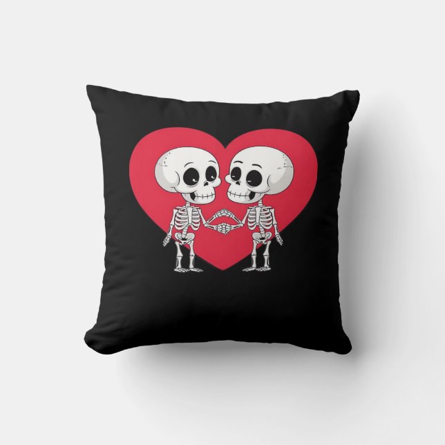Cojín Decorativo Día de San Valentín Funny Skeleton Hand Heart (Anverso)