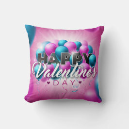 Cojín Decorativo Día de San Valentín Globo Rosa y Azul Romántico