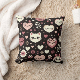 Cojín Decorativo Día de San Valentín Kawaii Gats Patrón de flores d
