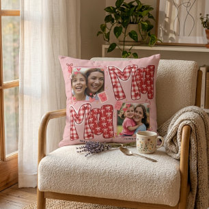Cojín Decorativo Día de San Valentín Mamá y Niño Cuadros Rosados Ro