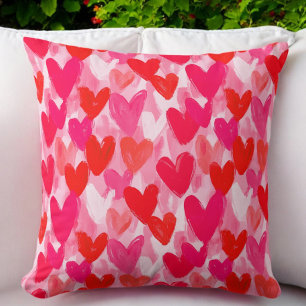 Cojín Decorativo Día de San Valentín Multi Heart Pattern Love Pink