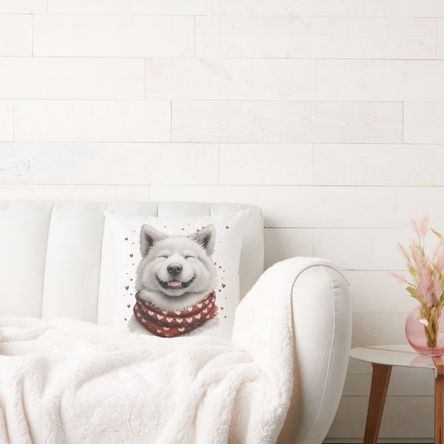 Cojín Decorativo Día de San Valentín Perro Samoyedo (Sofá)