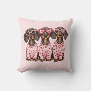 Cojín Decorativo Día de San Valentín Perros Dachshund