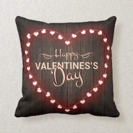 Cojín Decorativo Día de San Valentín Rústico Diseño de Madera de Co