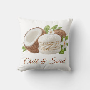 Cojín Decorativo Día de Sándwich de Helado de Coco Acuarela