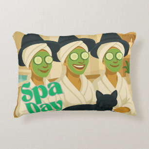 Cojín Decorativo Día de Spa de Brujas Humor Divertido