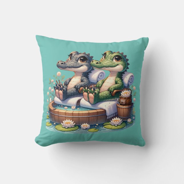 Cojín Decorativo "Día del balneario del lagarto" (Anverso)