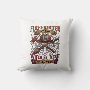 Cojín Decorativo Día del Bombero Bruja Noche Halloween Casco Hacha