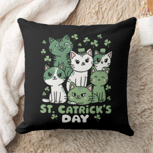 Cojín Decorativo Día del gato St. Patrick, un día gracioso para Cat
