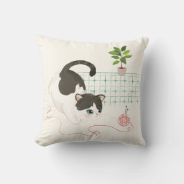 Cojín Decorativo Día del gato - Yarn rojo