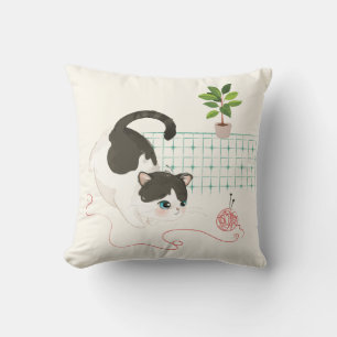 Cojín Decorativo Día del gato - Yarn rojo