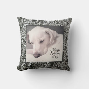 Cojín Decorativo Día del Padre Cachorro Blanco Lindo Invierno Nevad