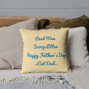 Cojín Decorativo Día del Padre divertido gato papá azul beige moder