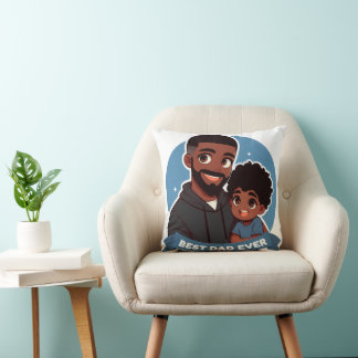 Cojín Decorativo Día del Padre - Un padre negro y su hijo