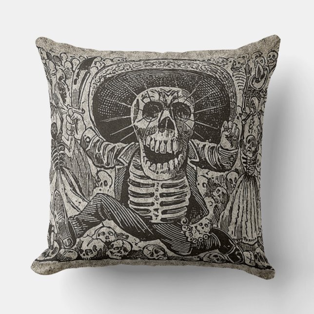Cojín Decorativo Día del Pilar Muerto - José Guadalupe Posada (Anverso)