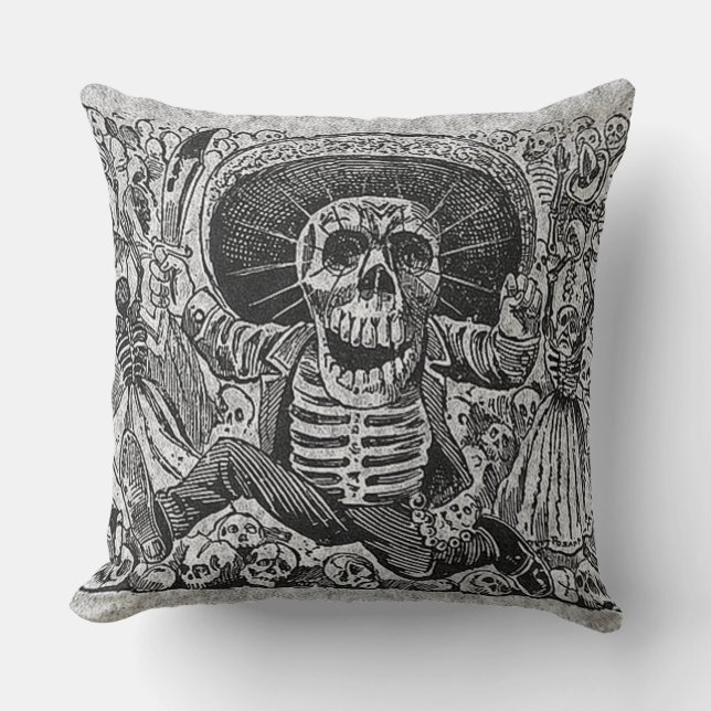 Cojín Decorativo Día del Pilar Muerto - José Guadalupe Posada (Anverso)