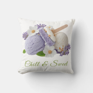 Cojín Decorativo Día del Sándwich de Helado Acuarela