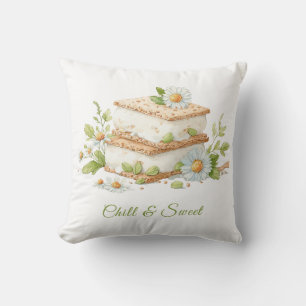 Cojín Decorativo Día del Sándwich de Helado Acuarela
