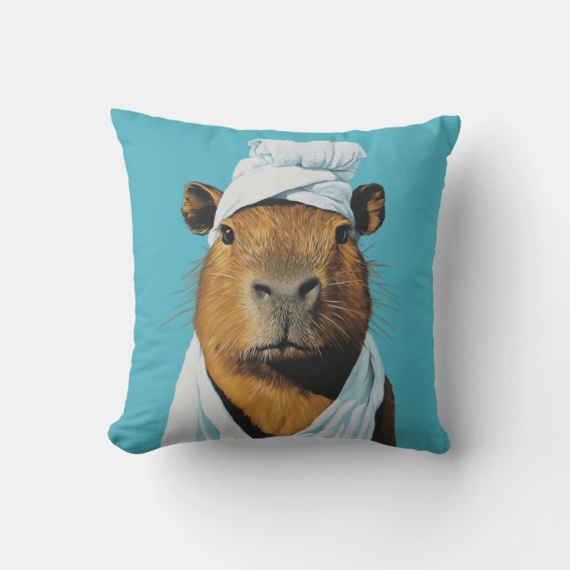 Cojín Decorativo Día del spa de Capybara (Anverso)