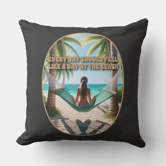 Cojín Decorativo Día en la playa (Anverso)