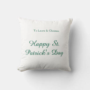 Cojín Decorativo día feliz de San Patricio nombre verde fecha simpl