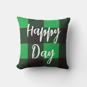 Cojín Decorativo Día feliz del patrón verde plasmado