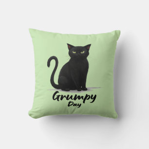Cojín Decorativo Día gruñón con gato negro