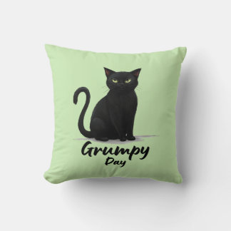 Cojín Decorativo Día gruñón con gato negro