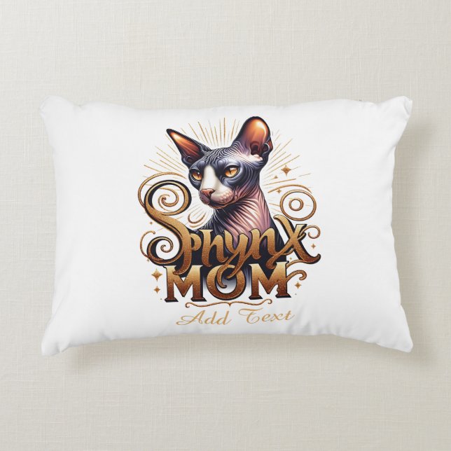 Cojín Decorativo Día personalizado de la madre de un gato Sfinx (Anverso)