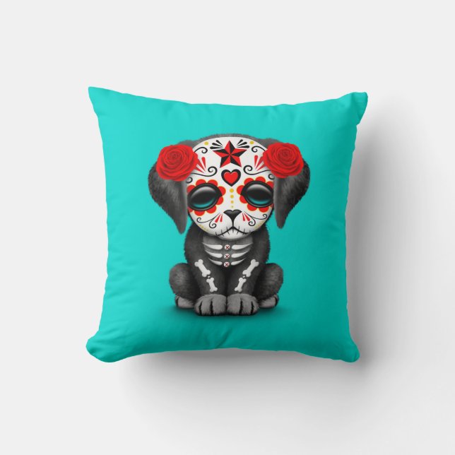 Cojín Decorativo Día rojo lindo del azul muerto del perro de (Anverso)