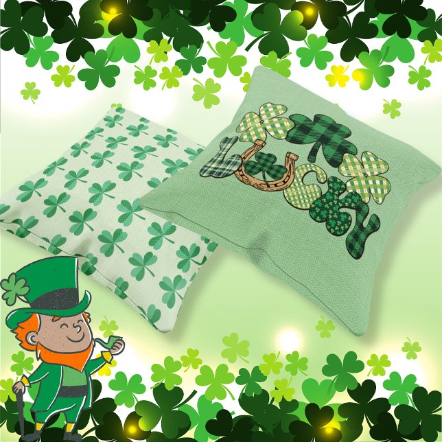 Cojín Decorativo Día Verde de Lucky St Patricks (Green Lucky St Patricks Day Cushion)