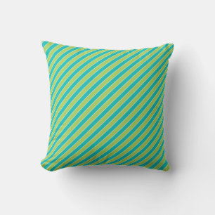Cojín Decorativo Diagonal azul y franja verde moderna