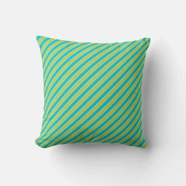 Cojín Decorativo Diagonal azul y franja verde moderna (Anverso)
