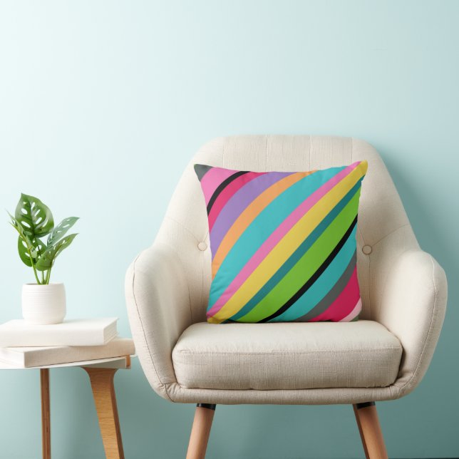 Cojín decorativo Diagonal de franjas de verano (Silla)