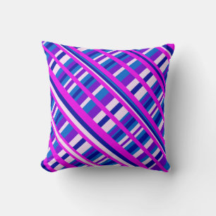 Cojín Decorativo Diagonal de la placa azul púrpura rosa