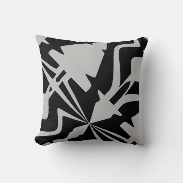 Cojín Decorativo Diagonal gris blanco grande banda sonora abstracta (Anverso)