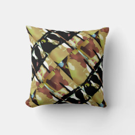 Cojín Decorativo Diagonal marrón negro dorado Resumen de grandes mo