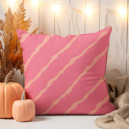 Cojín Decorativo Diagonal moderna dibujada a mano rosa y Naranja a