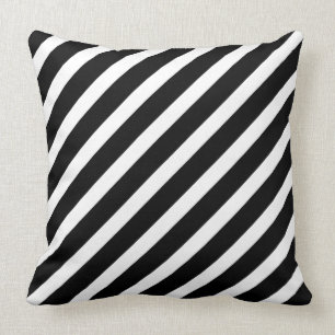 Cojín Decorativo Diagonal rayado negro y blanco